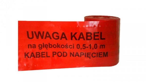 FOLIA KABLOWA CZERWONA ENEA SZER. 30 CM GRUBOŚĆ 0,5 MM Z PERFOROWANYMI OTWORAMI O ŚR. 10 MM, NADR. UWAGA KABEL... /100M/