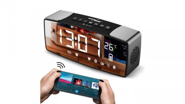 Radiobudzik bluetooth 4.2, FM, aux-in, 6W, temperatura, alarm, zegar, akumulator 2200mAh GreenBlue GB200
