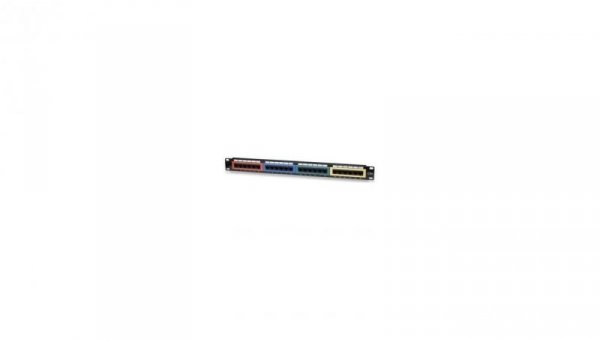 Patch panel UTP Cat5e 1U 24 porty RJ45, sekcje w 4 kolorach