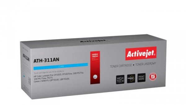 Toner Activejet ATH-311AN (zamiennik Canon, HP 126A CRG-729C, CE311A Premium 1000 stron niebieski)