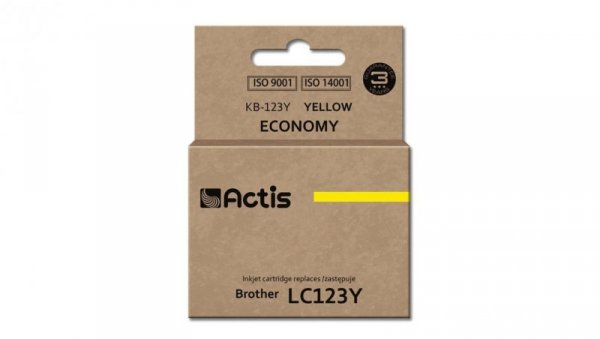 Tusz ACTIS KB-123Y (zamiennik Brother LC123Y/LC121Y Standard 10 ml żółty)