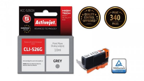 Tusz Activejet ACC-526GN (zamiennik Canon CLI-526G Supreme 10 ml szary)