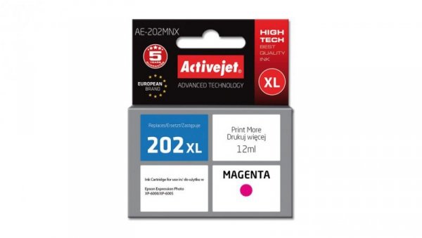Tusz Activejet AE-202MNX (zamiennik Epson 202XL H34010 Supreme 12 ml czerwony)