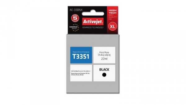 Tusz Activejet AE-33BNX (zamiennik Epson 33XL T3351 Supreme 22 ml czarny)