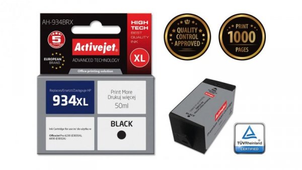 Tusz Activejet AH-934BRX (zamiennik HP 934XL C2P23AE Premium 50 ml czarny)