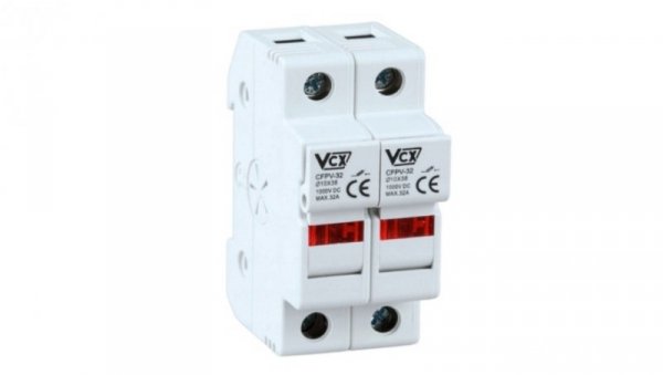 Podstawa bezpiecznikowa rozłącznik z kontrolką 2P DC 1000V 32A 10x38mm