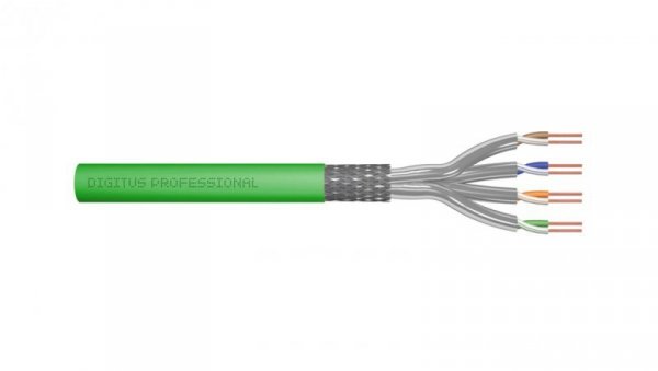 Kabel teleinformatyczny S/FTP kat.8.2 4x2xAWG22 LSOH drut zielony Dca DK-1843-VH-1 /100m/