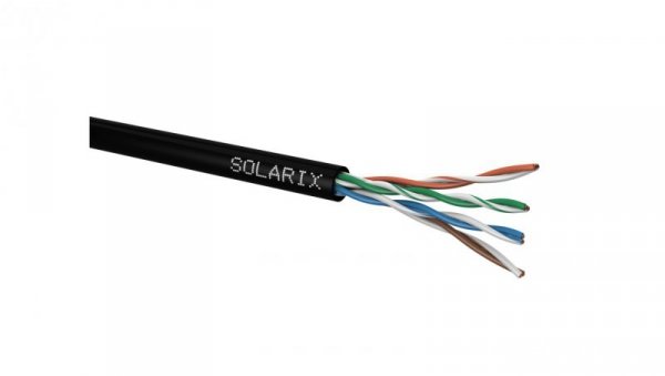 Kabel instalacyjny Solarix CAT5E UTP PE Fca zewnętrzny 305m/box SXKD-5E-UTP-PE czarny