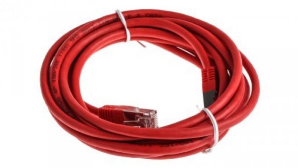 Kabel kategorii 6, Czerwony, Wtyk RJ45/męski RJ45dł.: 3m, mat. koszulki: PVC