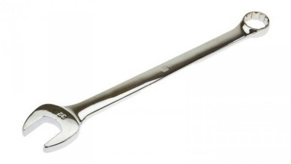 Klucz płasko-oczkowy, roz. 32 mm, dł. 429 mm, materiał: Stal chromowo-wanadowa, RS PRO