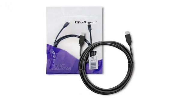 Qoltec Kabel USB 3.1 typ C męski USB 3.1 typ C męski 2m Czarny