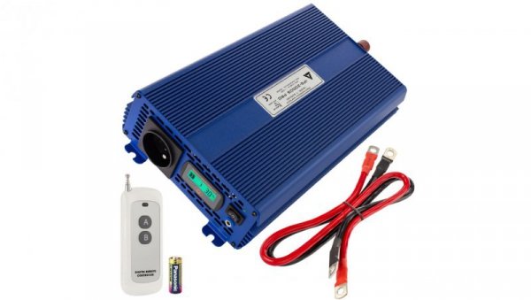Przetwornica napięcia 12V / 230V czysty SINUS 1100/2000W + tryb Eco i pilot sterujący AZO Digital IPS-2000S PRO ECO MODE