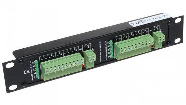 Dystrybutor zasilania (łączówka, rozgałęźnik) 2-we/10wy max.15VDC 10x2.5A Rack 10”