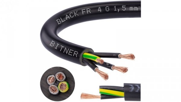 Przewód sterowniczy prądowy BiT 500 Black FR 300/500V 4x1,5 linka do ziemi Bitner /100m/