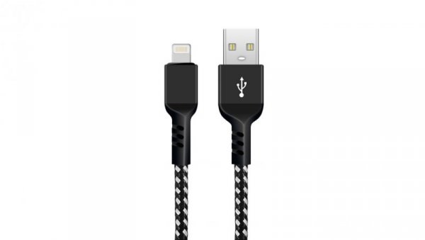 Kabel do iPhone Maclean, do iPhone, Wspierający Fast Charge 2.4A, Przesył danych, 5V/2.4A, Czarny, Dł.2m, MCE481