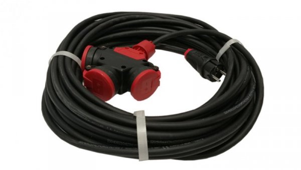 Przedłużacz budowlany jednofazowy elCORD 16A 230V IP44 20m H07RN-F 3G2,5 z wtyczką uni-schuko i potrójnym gniazdem 32126200