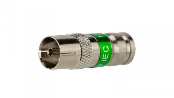 Gniazdo antenowe IEC TV kompresyjne zielone MASTER na przewód Triset-113 TC6 Trishield 3SH75 RG6
