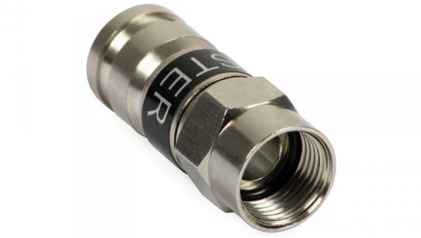 Wtyk antenowy F kompresyjny czarny MASTER na przewód RG6 TC6 Trishield 3SH75