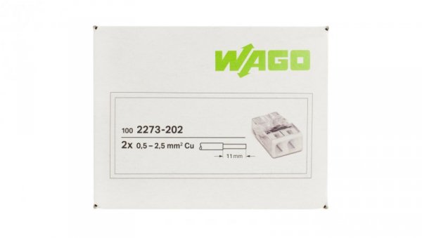 Szybkozłączka 2x 0,5-2,5mm2 na drut 450V/24A ORYGINALNA 100szt. 2273-202