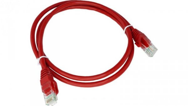 Patch-cord U/UTP kat.5e PVC 0.25m czerwony KKU5CZE0.25