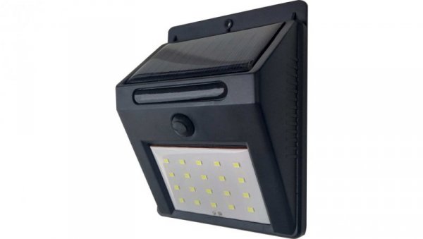 Kinkiet LED solarny 3W 120lm 4000K/neutralna IP44 z cz. zmierzchu aku. ABS EMA SOLAR 20LED NW GXSO001