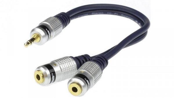 VITALCO JR17 Przejście Adapter AUX mini Jack 3,5mm Stereo (wtyk) / 2x mini Jack 3,5mm Stereo (gniazdo) na kablu