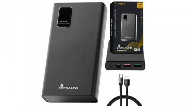 Powerbank Power bank, Fast Charging, USB-C Extralink EPB-067B 10000mAh Czarny