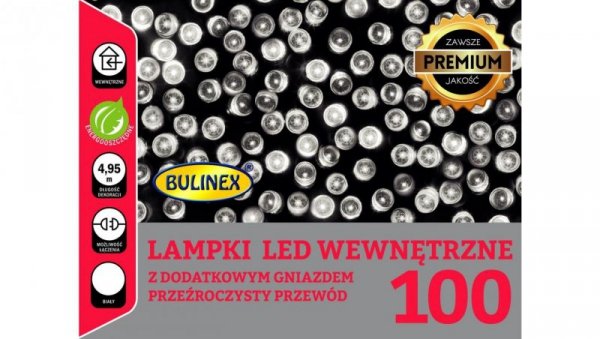 Lampki Bulinex 100led białe zimne 4 95m sznur