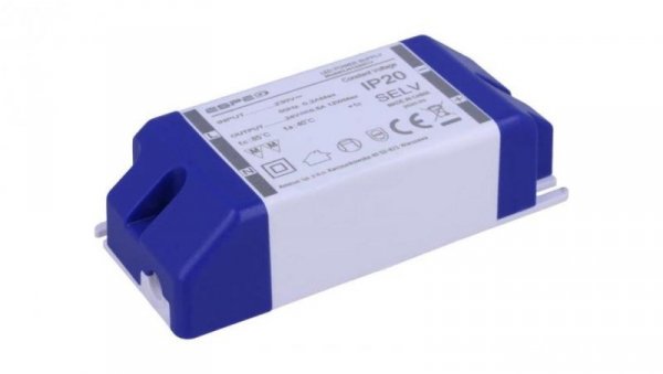 Zasilacz impulsowy LED 12W 24VDC 500mA 220÷240VAC IP20 OUT 1 LN1224CV