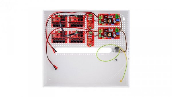 Zestaw buforowy do 17 kamer IP switch PoE 17P+1UP w obudowie wewnętrznej ABOX-H (2x AKU 18Ah + NVR), zasilacz 144W (2x 72W)