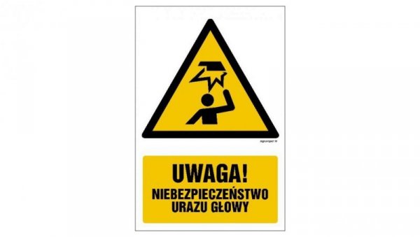ZNAK - GF017 Uwaga - niebezpieczeństwo urazu głowy 70 x 105 cm FN - Folia samoprzylepna