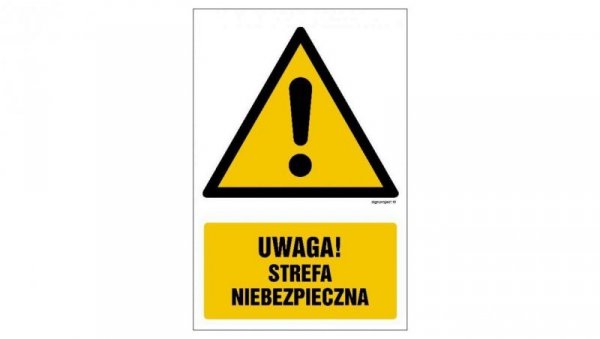 ZNAK - GF049 Uwaga strefa niebezpieczna 50 x 75 cm FS - Folia samoprzylepna foto.