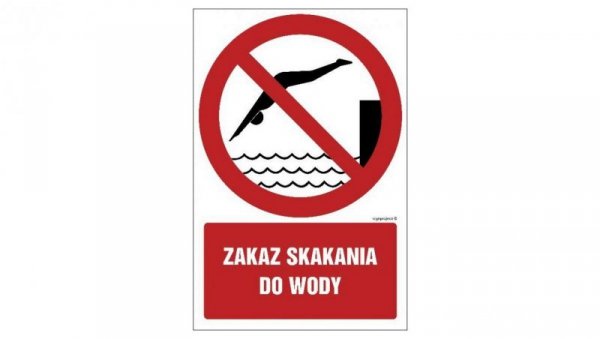 ZNAK - GC060 Zakaz skakania do wody 50 x 75 cm FS - Folia samoprzylepna foto.