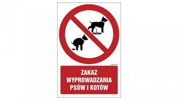 ZNAK - GC073 Zakaz wprowadzania psów i kotów 50 x 75 cm FS - Folia samoprzylepna foto.