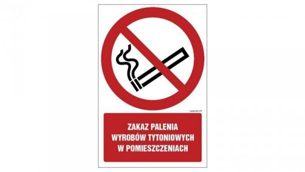 ZNAK - GC088 Zakaz palenia wyrobów tytoniowych w pomieszczeniach 70 x 105 cm FN - Folia samoprzylepna