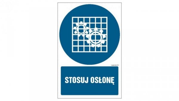 ZNAK - GL015 Stosuj osłonę 50 x 75 cm FS - Folia samoprzylepna foto.