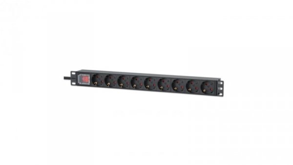 Listwa zasilająca Rack z włącznikiem 19 1U 9 gniazd Schuko 715133 /2m/