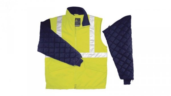 Bluza ocieplana ostrzegawcza z odpinanymi rękawami z poliestru 65 bawełny 35 kolor żółty fluo rozmiar XL CORP FREEWHVJAXG
