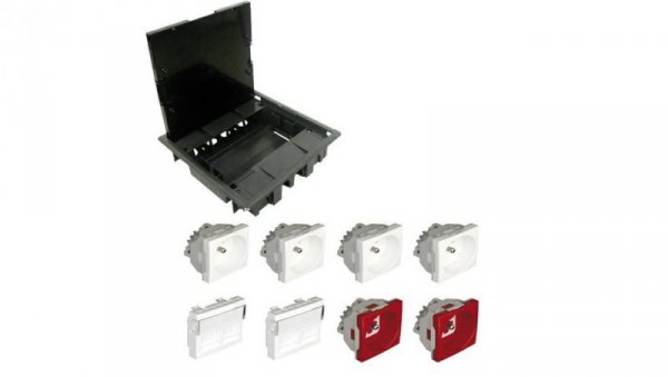EFAPEL FLOOR BOX puszka podłogowa do podłóg technicznych 4x gniazdo 230V z/u + 2x gniazdo DATA z/u + 4x gniazdo RJ45 kat. 6 FTP