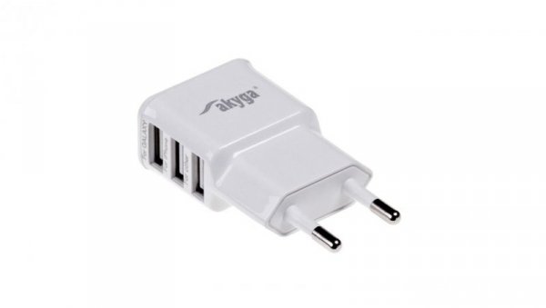 Ładowarka sieciowa Akyga AK-CH-05 15W 3x USB-A 5V / 3.1A biała