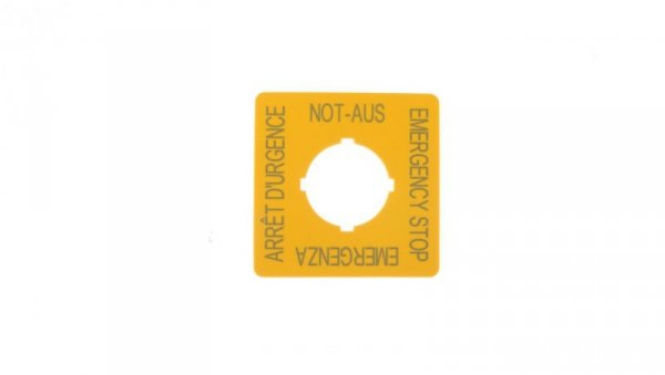 Tabliczka opisowa żółta kwadratowa 50x50mm EMERGENCY STOP M22-XYK1 216484