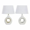 Lampa stołowa DKD Home Decor Biały Srebro Poliester Porcelana 220 V Złoty 50 W (2 pcs) (31 x 21 x 45 cm)