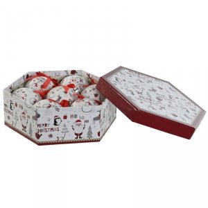 Bombki świąteczne Home ESPRIT Biały Czerwony PVC (7 Sztuk)
