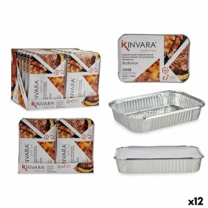 Zestaw tacek na żywność Kinvara 82176 Srebrzysty Aluminium 2,3 L 21 x 6 x 30,5 cm (12 Sztuk)
