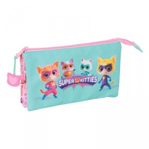 Piórnik SuperKitties Różowy Turkusowy 22 x 12 x 3 cm