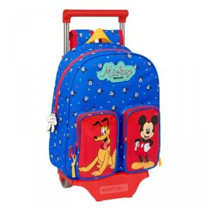 Torba szkolna z kółkami Mickey Mouse Clubhouse Good day Niebieski 28 x 34 x 10 cm