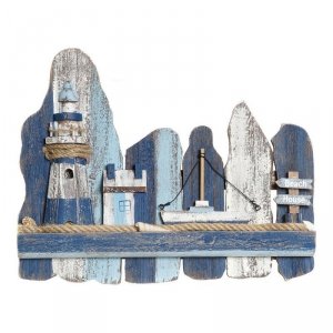 Dekoracja ścienna DKD Home Decor Latarnia Morska Śródziemnomorski Jodła (36.5 x 6.5 x 29.5 cm)