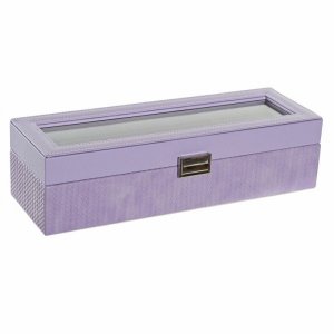 Pudełko na biżuterię DKD Home Decor 8424001859894 33 x 11 x 9 cm Szkło Liliowy Poliuretan