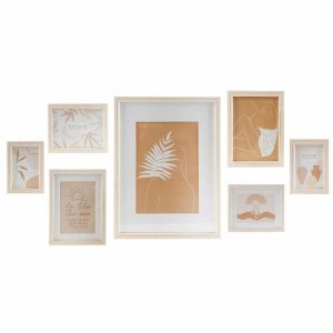 Ramka ścienna na zdjęcia DKD Home Decor 32,5 x 1,5 x 45 cm Szkło Naturalny Brązowy Nowoczesny Drewno MDF