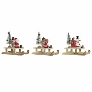ozdoby świąteczne DKD Home Decor Drewno Święty Mikołaj (14 x 6 x 13 cm) (3 pcs)
